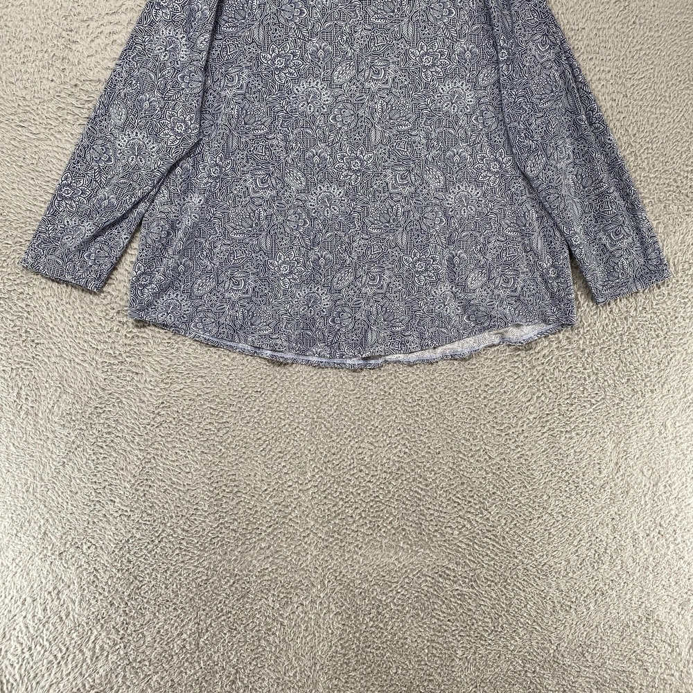 Pure Jill T-Shirt Womens 2X Blue Floral Pima Cotton Long Sleeve Shirttail Tee - Picture 9 of 12